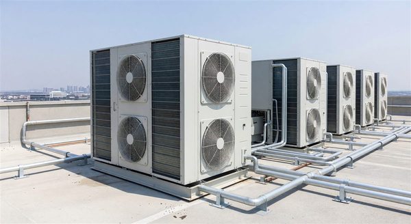Hotel VRF HVAC outdoor condensing unit installation