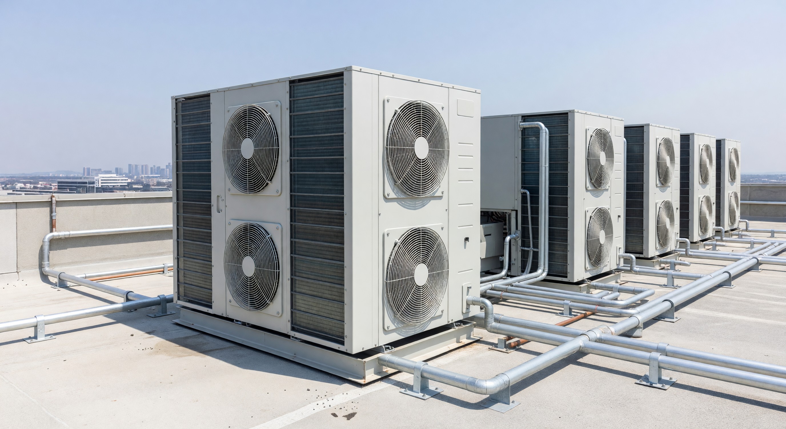 Hotel VRF HVAC outdoor condensing unit installation