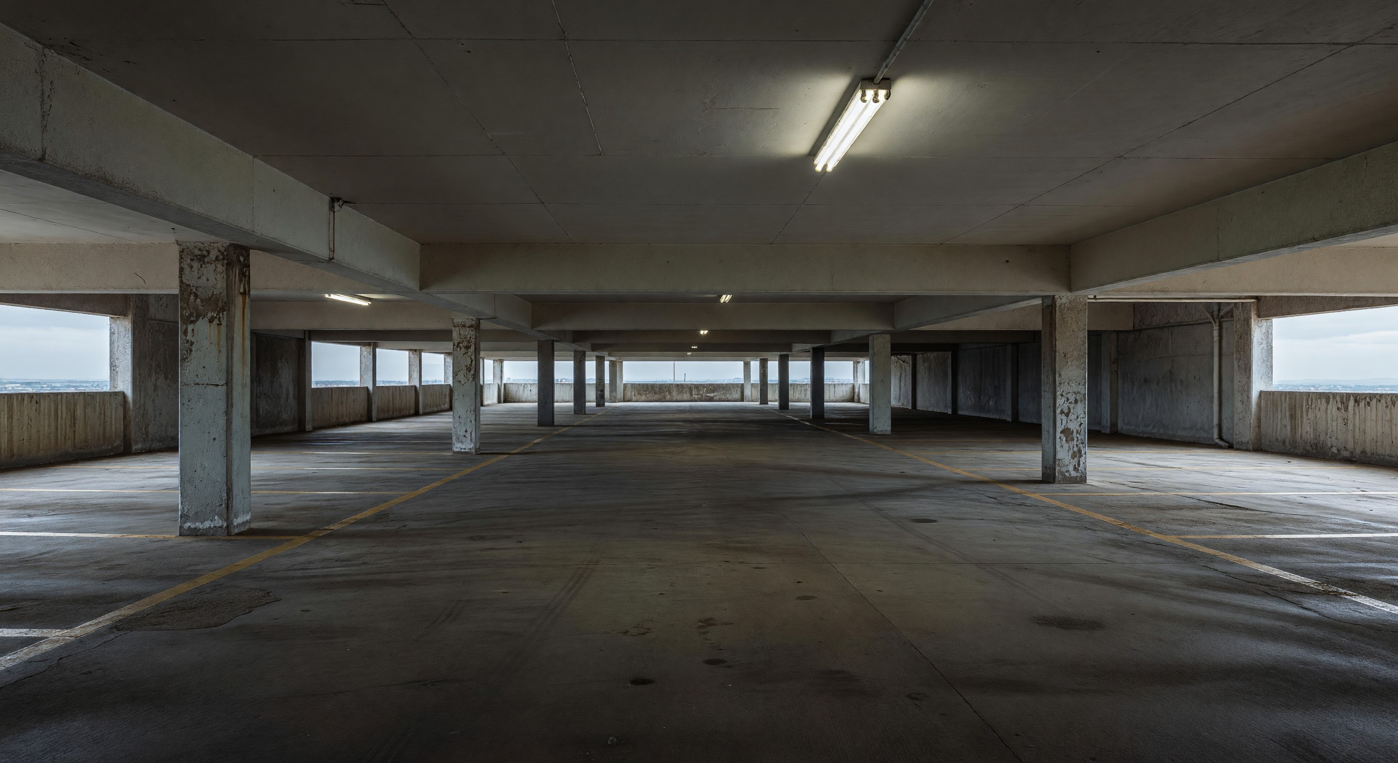 Empty hotel parking structure during COVID-19 pandemic